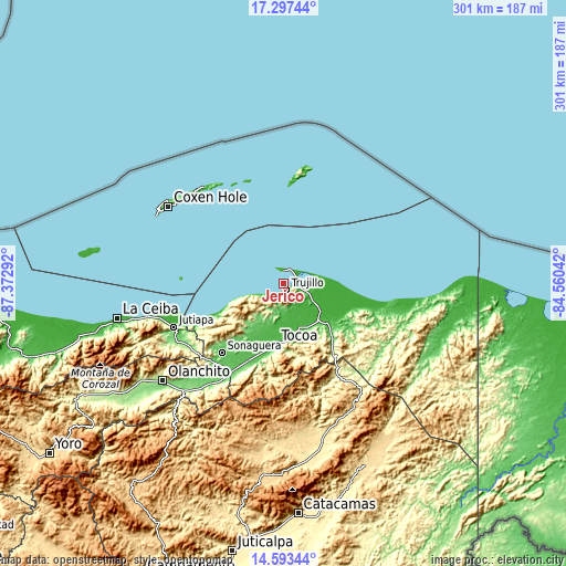 Topographic map of Jericó