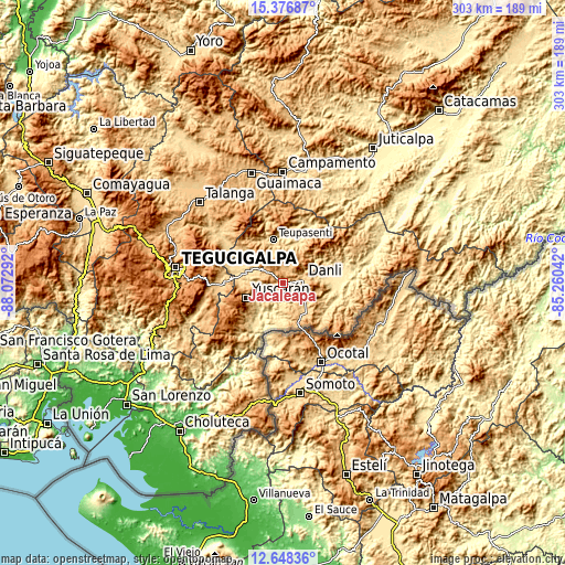 Topographic map of Jacaleapa