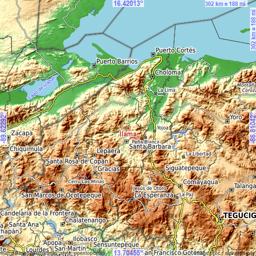 Topographic map of Ilama