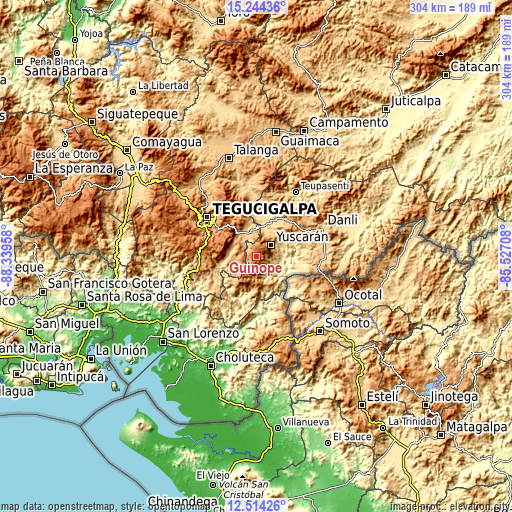Topographic map of Güinope