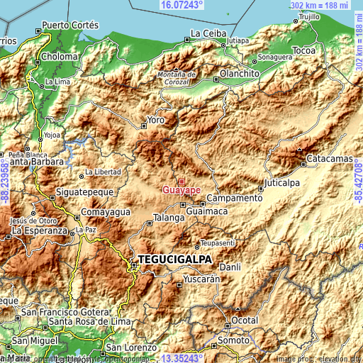 Topographic map of Guayape