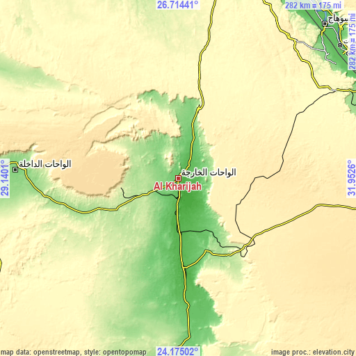 Topographic map of Al Khārijah