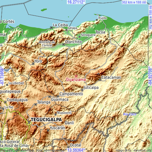 Topographic map of Guarizama
