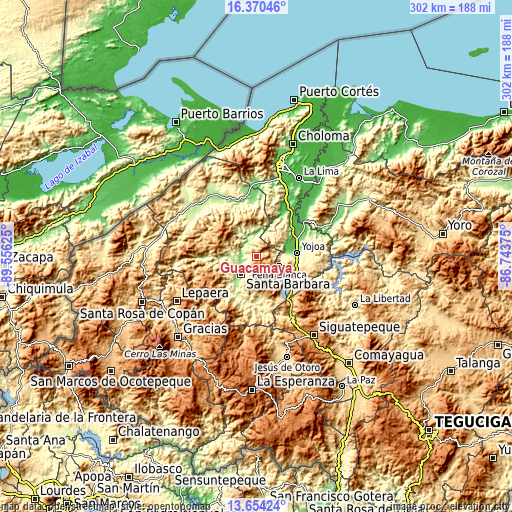 Topographic map of Guacamaya