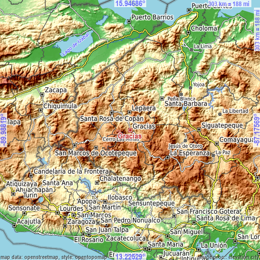 Topographic map of Gracias