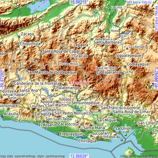 Topographic map of Erandique