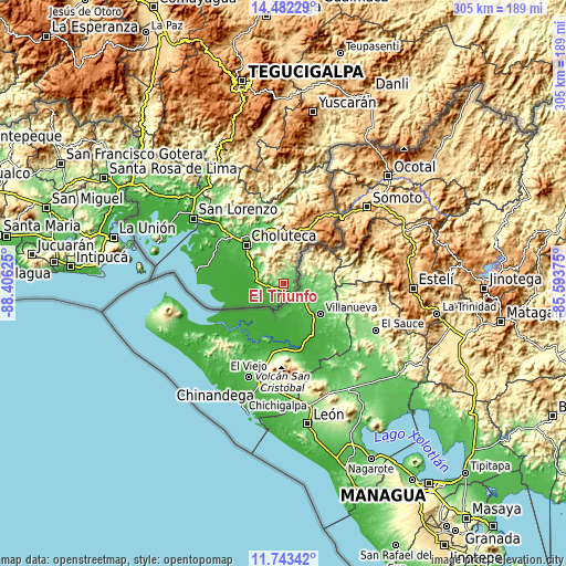 Topographic map of El Triunfo