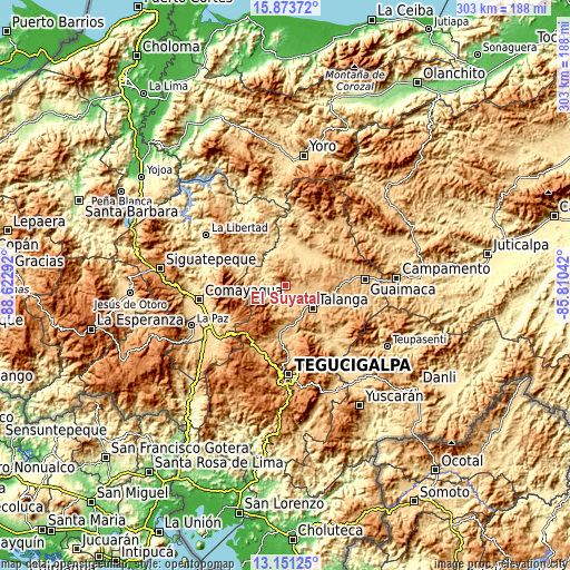 Topographic map of El Suyatal