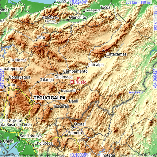 Topographic map of El Rusio