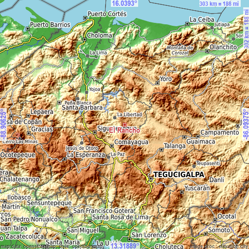 Topographic map of El Rancho