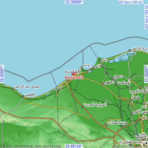Topographic map of Alexandria