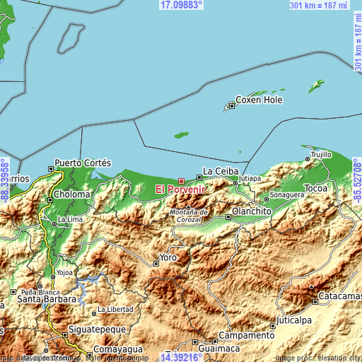 Topographic map of El Porvenir
