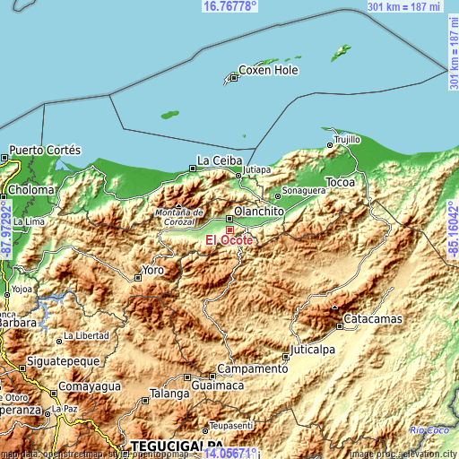 Topographic map of El Ocote