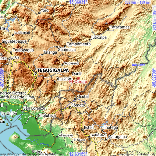 Topographic map of El Obraje