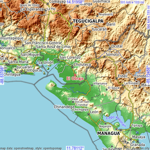 Topographic map of El Obraje