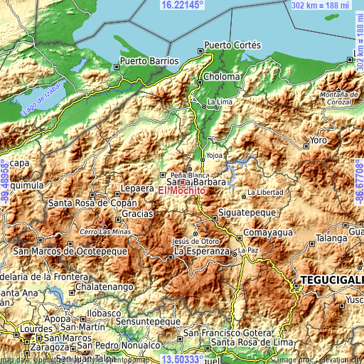 Topographic map of El Mochito