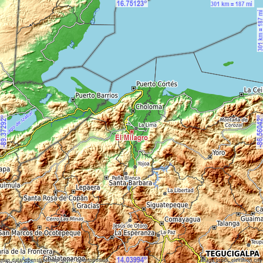 Topographic map of El Milagro