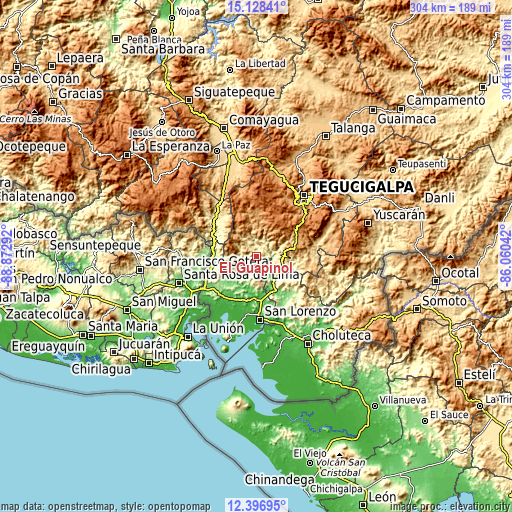 Topographic map of El Guapinol