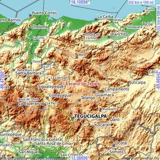 Topographic map of El Escaño de Tepale