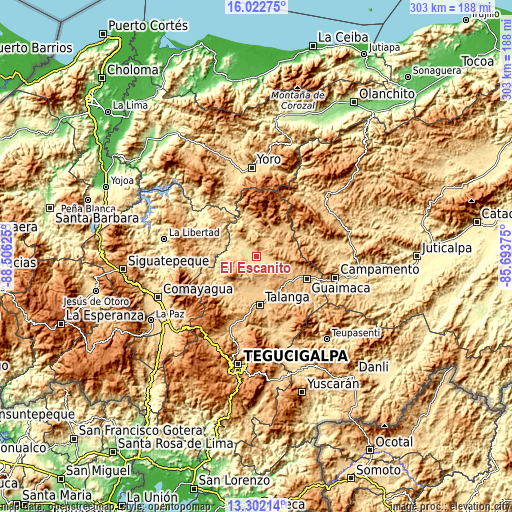 Topographic map of El Escanito