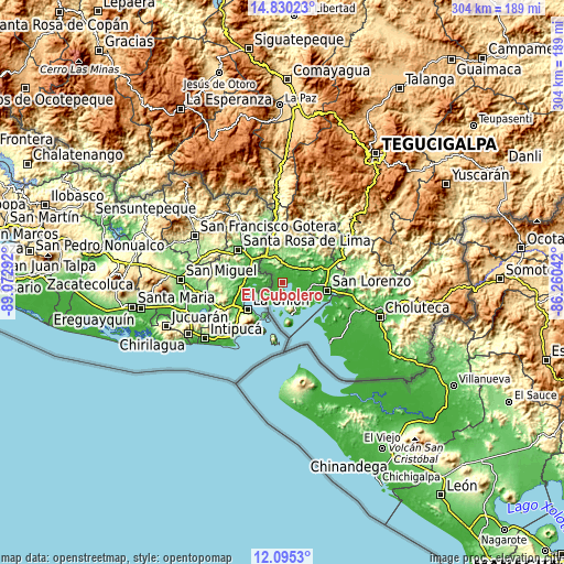 Topographic map of El Cubolero