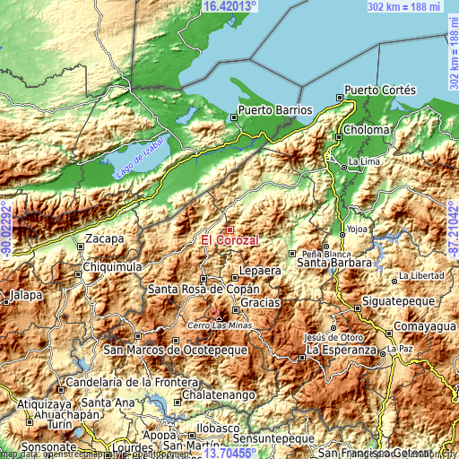 Topographic map of El Corozal