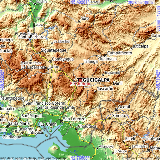Topographic map of El Chimbo