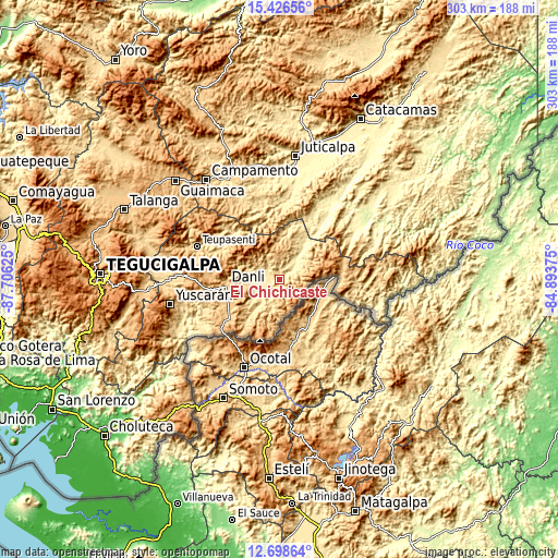 Topographic map of El Chichicaste