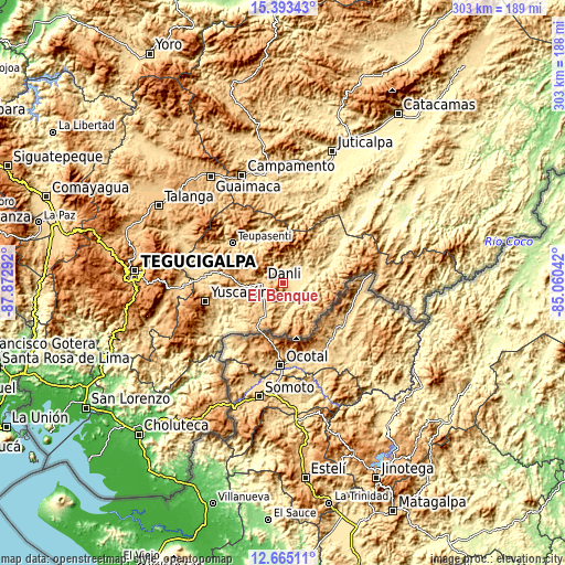 Topographic map of El Benque
