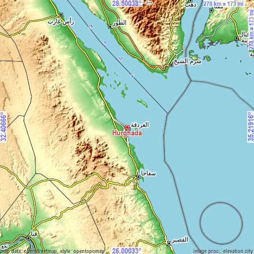 Topographic map of Hurghada
