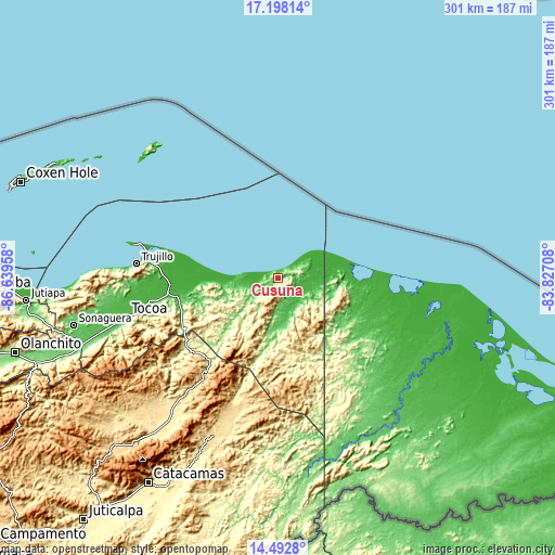 Topographic map of Cusuna