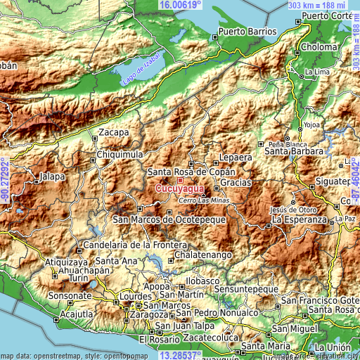 Topographic map of Cucuyagua