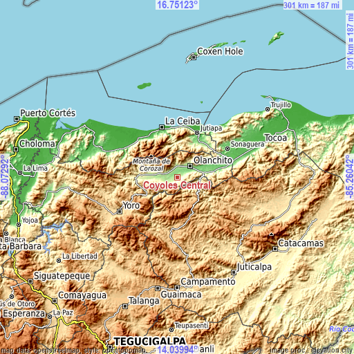 Topographic map of Coyoles Central