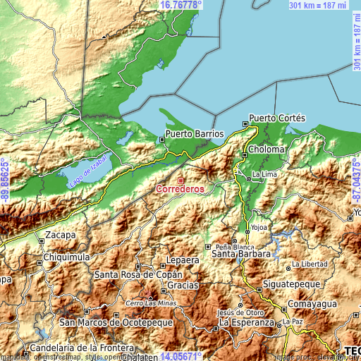 Topographic map of Correderos