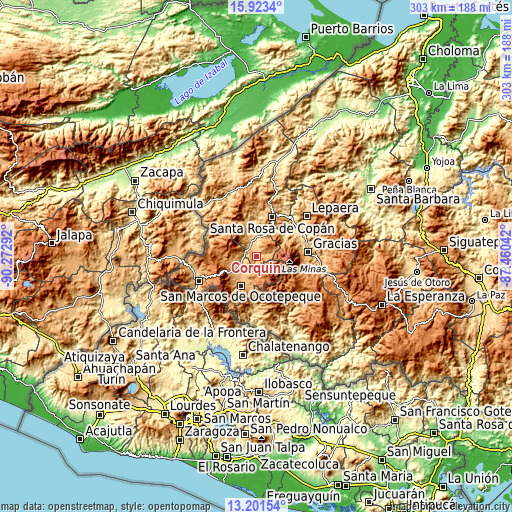 Topographic map of Corquín
