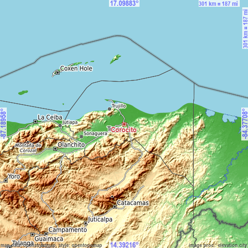 Topographic map of Corocito