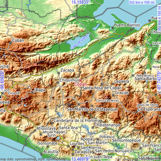 Topographic map of Copán