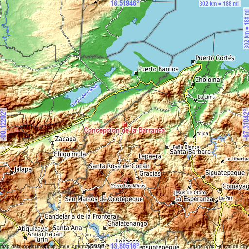 Topographic map of Concepción de la Barranca