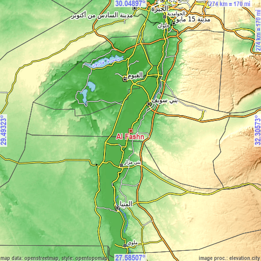 Topographic map of Al Fashn