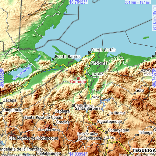 Topographic map of Cofradía