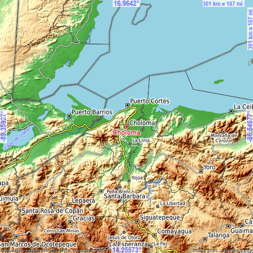 Topographic map of Choloma
