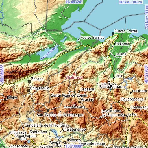 Topographic map of Chalmeca