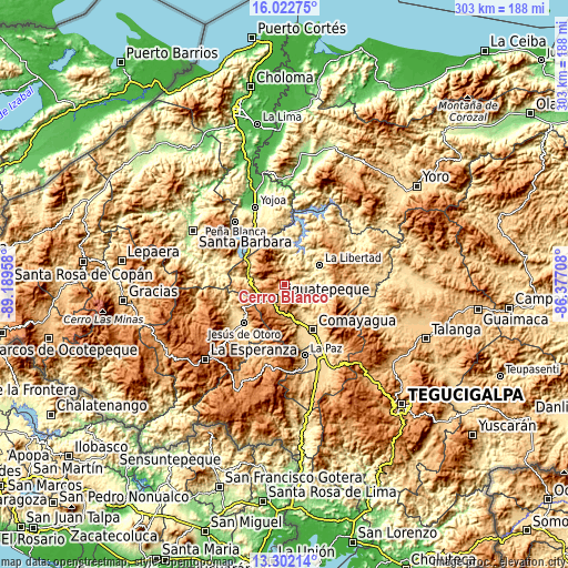 Topographic map of Cerro Blanco
