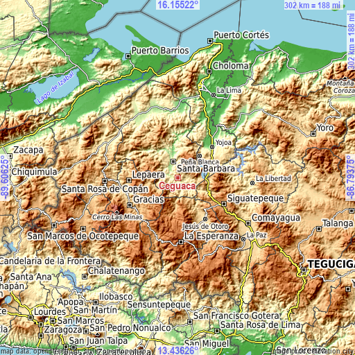 Topographic map of Ceguaca