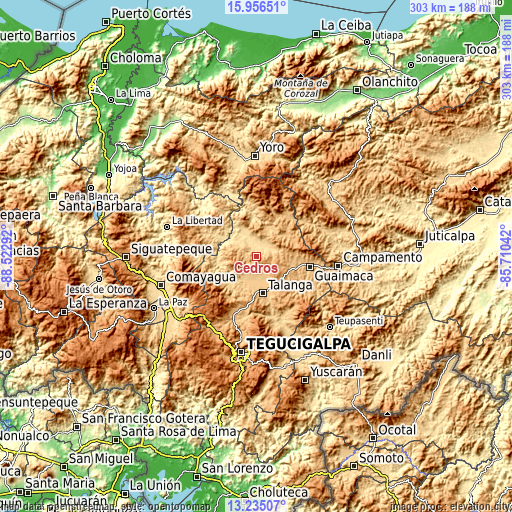 Topographic map of Cedros