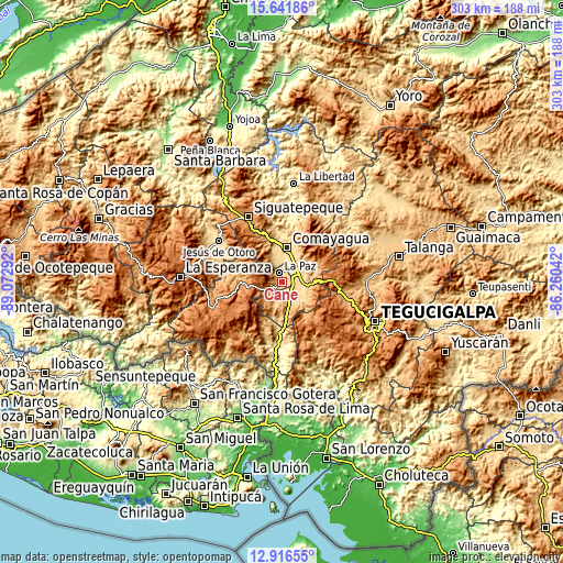 Topographic map of Cane