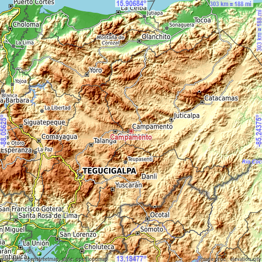 Topographic map of Campamento