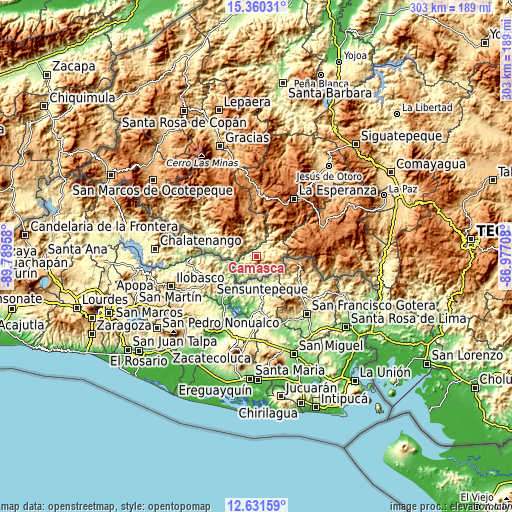 Topographic map of Camasca