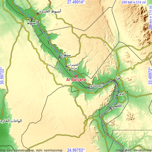 Topographic map of Al Balyanā