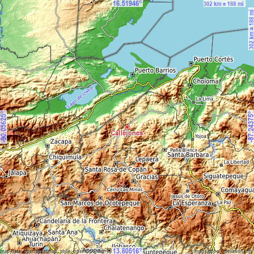 Topographic map of Callejones